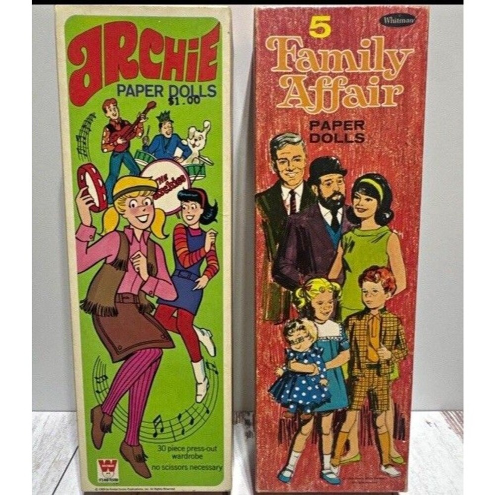 Whitman Archie Press-Out Paper Doll Book Lot w/ Clothing + Family Affair set